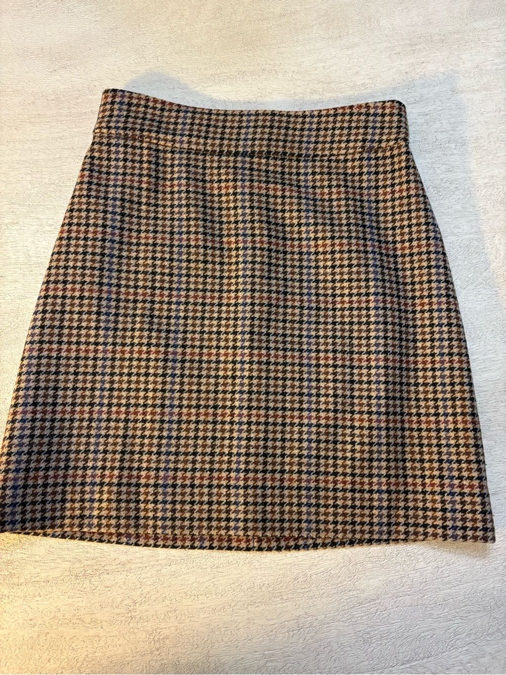 J. Crew Factory Houndstooth Midi Skirt in Brown and Black